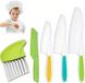 Merkloos Pack de 5 couteaux pour enfants en 4 couleurs pour couper et cuisiner des fruits et légumes