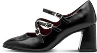Tamaris Dames Hoge Hakken Zwart Imitatieleer Blokhak Ronde Neus 5-7 cm