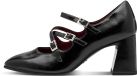 Tamaris Dames Hoge Hakken Zwart Imitatieleer Blokhak Ronde Neus 5-7 cm