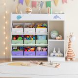 [en.casa] Kinderkast Farusa wit met Aqua Dream motief
