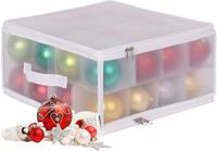 Merkloos Relaxdays Kerstballen opbergbox - voor 32 ballen - kunststof - transparant-wit