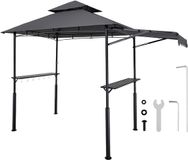VEVOR BBQ Gazebo, 2430x1500x500mm, Grillluifel voor Buitengrill, 2-Laags BBQ Gazebo-Luifel, Dubbel Dak Tuingazebo met Extra Luifel, voor Terras, Tuin En Moestuin