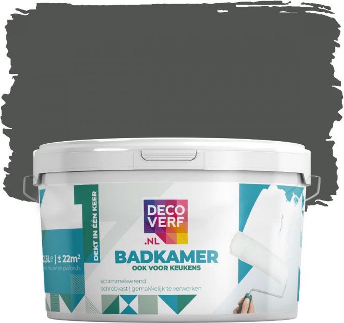 Decoverf.nl Decoverf badkamerverf 2.5L authenthiek grijs - 8719743416611