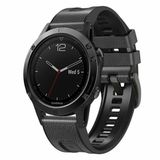 By Qubix Qubix - 26mm Quickfit Horlogeband Leer & Siliconen - Donkergrijs - Geschikt voor Garmin Quatix 8 - 51mm