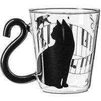 Mok zwart met handvat staart originele beker kat silhouet