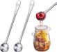 Unyqoos® Set de 2 cuillères pour égoutter, 19 cm – 18/10 (304) acier inoxydable, brossé, cuillère avec trou d'évacuation, adaptée pour servir des olives, cornichons et plus, sans BPA, lavable au lave-vaisselle