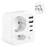 Carehabi Reisadapter USA adapter Amerika Duitsland stekker met 2 USB C + 2 USB-C, stekkeradapter reisstekker stroomadapter voor Canada Thailand Mexico