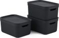 Rotho Jive opbergdozen set van 3 met deksel, kunststof (PP gerecycled), 5 liter, donkergrijs