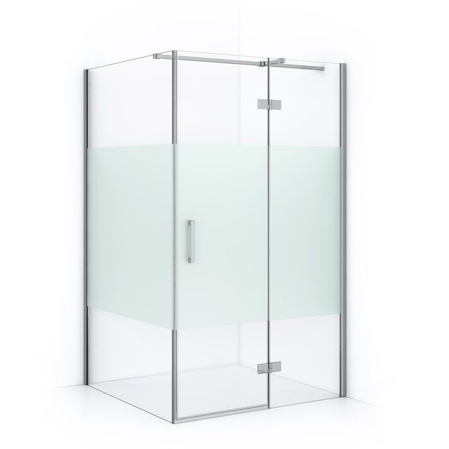 Maxaro Douchecabine Diamond 110x100cm 8mm Helder Veiligheidsglas met Matte Strook Chroom