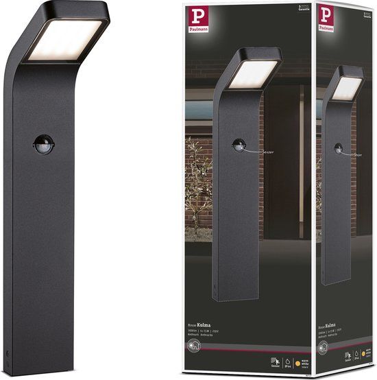 Paulmann Kulma LED Bolderlamp - Bewegingsmelder - Zeewaterbestendig - IP44 - 3000K - Antraciet