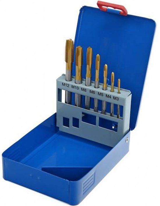 HBM 7-delige HSS -TIN gecoate machinetapset M3-12