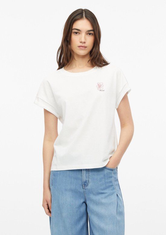 s.Oliver T-shirt met korte mouwen en ronde hals voor dames, wit, maat 40