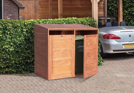 Merkloos HARDHOUT containerberging Dubbel | Bruin | Hout | 150 x 150 x 135 cm