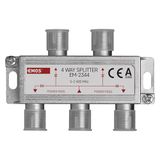 EMOS 4-weg antenneverdeler A-klasse - 4-voudige satelliet-splitter met F-aansluiting - volledig afgeschermd 7,5 dB - frequentie 5-2400 MHz - 1 ingang / 4 uitgangen - SAT+TV antennes TV verdeler met