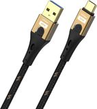 Oehlbach D1C9550 USB-kabel USB-A stekker, USB-C stekker 0.5 m Zwart/goud Afscherming gevlochten