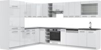 Vicco Hoekkeuken Fame-Line, Wit Hoogglans/Wit, 347 x 257 cm, WB Antraciet