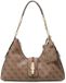 GUESS Yvonne Logo Hobo Bag Latte Logo Lichtbruin Schoudertas