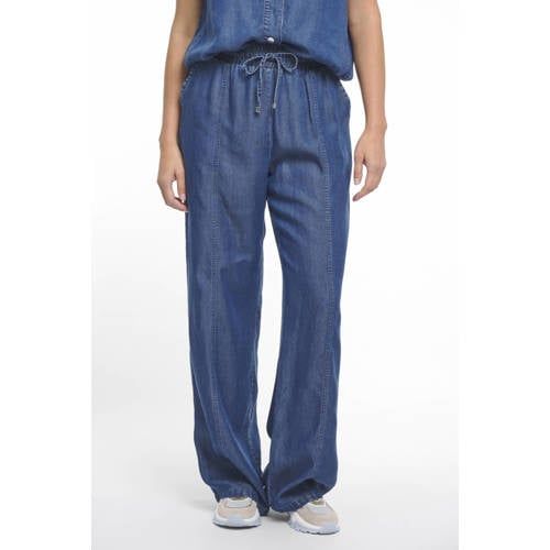 Zoso Wide Leg High Waist Casual Broek Dark Blue Denim