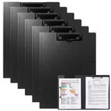 VINATO Set van 6 klemborden, A4, harde map met tang, documentenmap A4, dubbele tang 360° draaibaar, clipboards met deksel, lichte documentenhouder voor kantoor, bouwplaats, school
