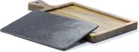 APS-Germany® Borrelplank met Natuurstenen Inlegplateau - 2-Delig - Serveerplank - Hapjesplank - Kaasplank - 26 x 18 cm