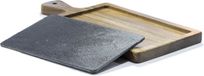 APS-Germany® Borrelplank met Natuurstenen Inlegplateau - 2-Delig - Serveerplank - Hapjesplank - Kaasplank - 26 x 18 cm