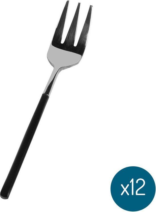 Bama Dessertvork Nara Silver - Black - 12 Stuks