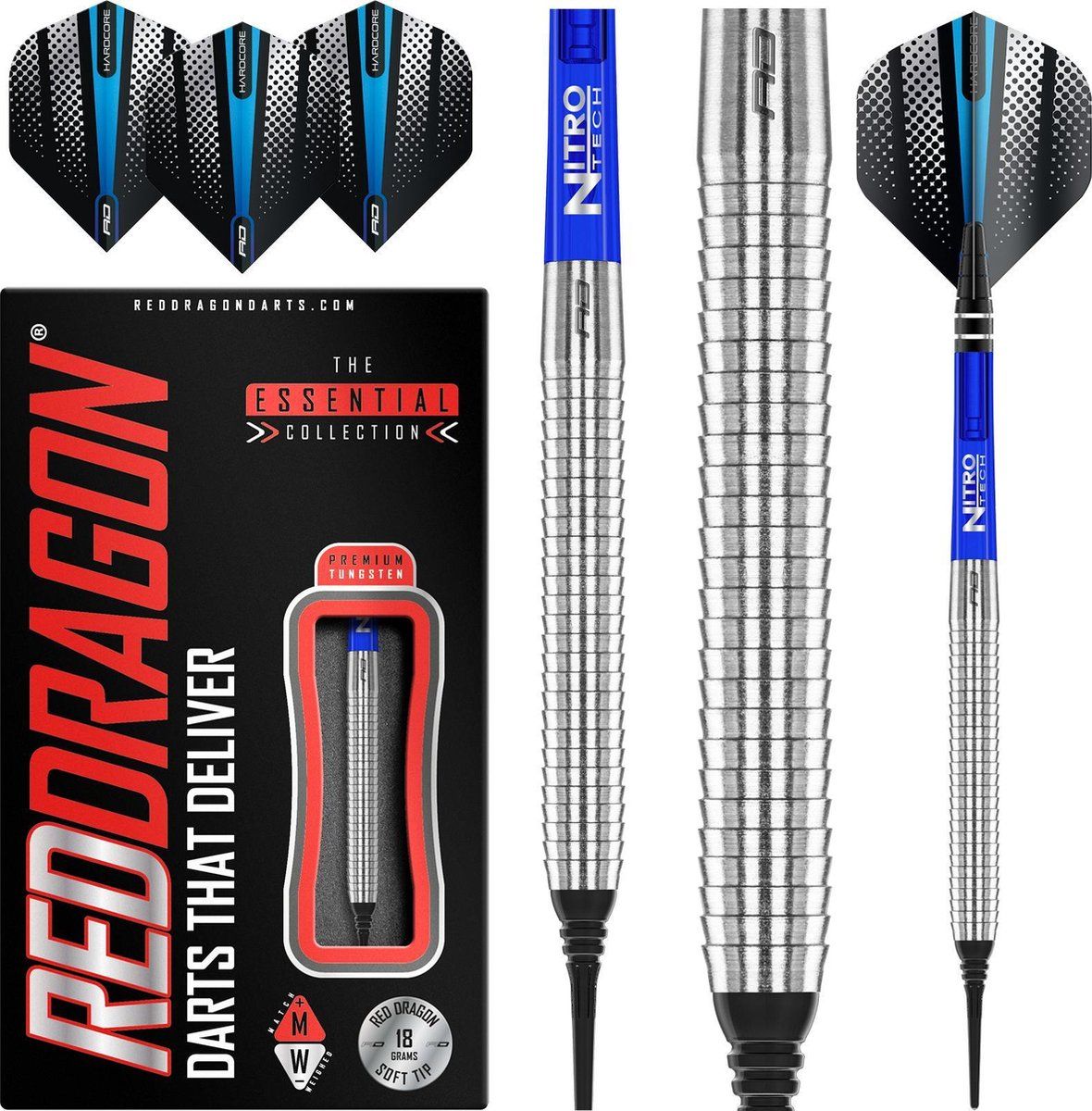 Red Dragon Razor Edge Original Softip Dartpijlen - 18 gram - Zilver