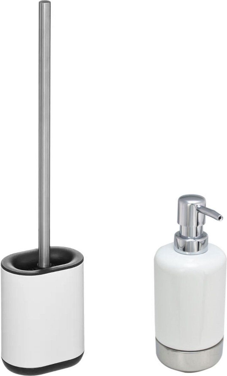 5five - WC-borstel met houder en zeeppompje - wit
