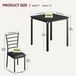 Ensemble de salle à manger 3 pièces - Table de salle à manger carrée avec 2 chaises - Peu encombrant, idéal pour les petits espaces - Cadre en métal robuste - Convient pour la cuisine et les petits appartements - Noir
