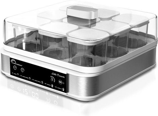 Little Balance 8448 Dessert- & Yoghurtmaker - 30 Watt - 9 Potjes - Roestvrijstaal/Transparant/Wit