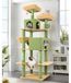 Arbre à chat Poteau griffoir XXL - 195 cm - Vert - 2 maisons pour chat, hamac