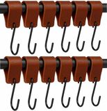 Brute Strength - Leren S-haak hangers - Cognac - 12 stuks