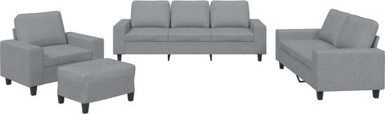 vidaXL 4-delige Loungeset stof lichtgrijs