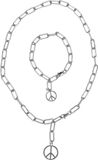 Urban Classics Y Chain Peace Pendant Ketting en armband set - Zilverkleurig