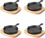 Merkloos Mini Fonte Koekenpan Set - Ovenbestendig - 4 Stuks - 10 cm