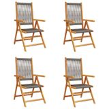 VidaXL Chaise de jardin Assise capitonnée Acacia, Polypropylène (PP) Gris