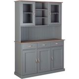 INTER LINK Commode style campagnard, bois de pin (Avec 3 tiroirs et 5 portes tournantes, gris, sépia/marron)