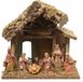 Decoris Crèche - MDF bois - 8 figurines polystone - 27 x 17 x 26 cm - Décoration de Noël crèche