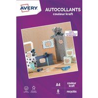 Avery Autocollants - Papier - permanente kleeflaag - bruin - A4 (210 x 297 mm) 8 stuks