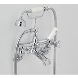 Hudson Reed Elizabeth Mélangeur Bain Douche Mural Rétro Chromé & Blanc Commandes Croisillons