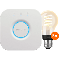 Philips Hue Filament White Ambiance Standaard 5-Pack + Bridge