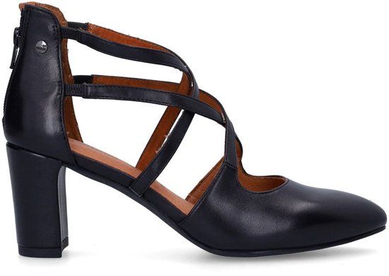 No Stress Dames Zwarte Leren Pumps met Ritssluiting - Maat 39