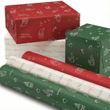 ZICOTO Cadeaupapierrollen - Set van 3 kwaliteitsrollen met schattige kerstmotieven - 47 x 300 cm per rol