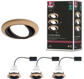 Paulmann LED-inbouwlamp Lanati Set van 3 rond 84 mm 30° Coin 3x6W 3x470lm 230V 2700K Geoliede eikenkleur, Zwart mat