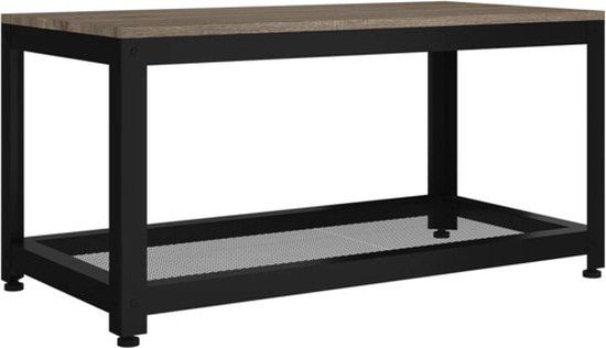 vidaXL Salontafel 90x45x45 cm MDF en ijzer grijs en zwart