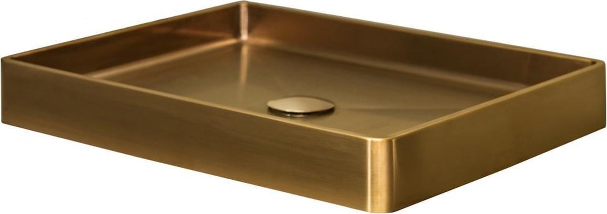 Qisani Vanity wastafel 52x41x7 Gold / Goud, incl. vaste plug 181023