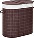 Homcom Panier à linge avec couvercle et 2 compartiments - Bambou et Polyester - Marron
