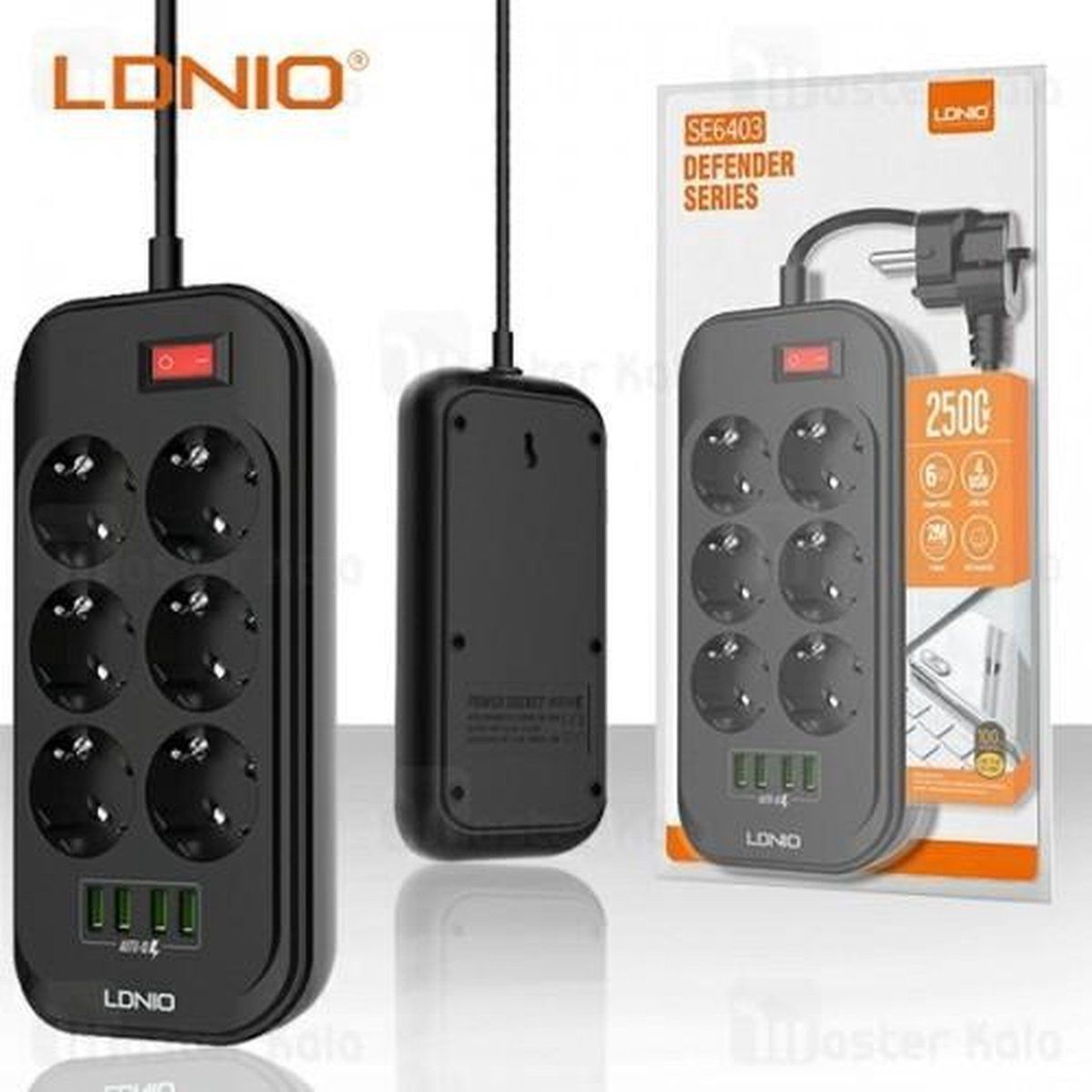 LDNIO Stekkerdoos met USB-poorten en schakelaar - 6 stopcontacten - 4 USB laders