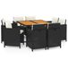 vidaXL Loungeset 9-delig met Kussens Poly Rattan Zwart