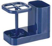 iDesign Med+ badkamer tandenborstel- en tandpastahouder en medicijnkastje-organizer, marineblauw